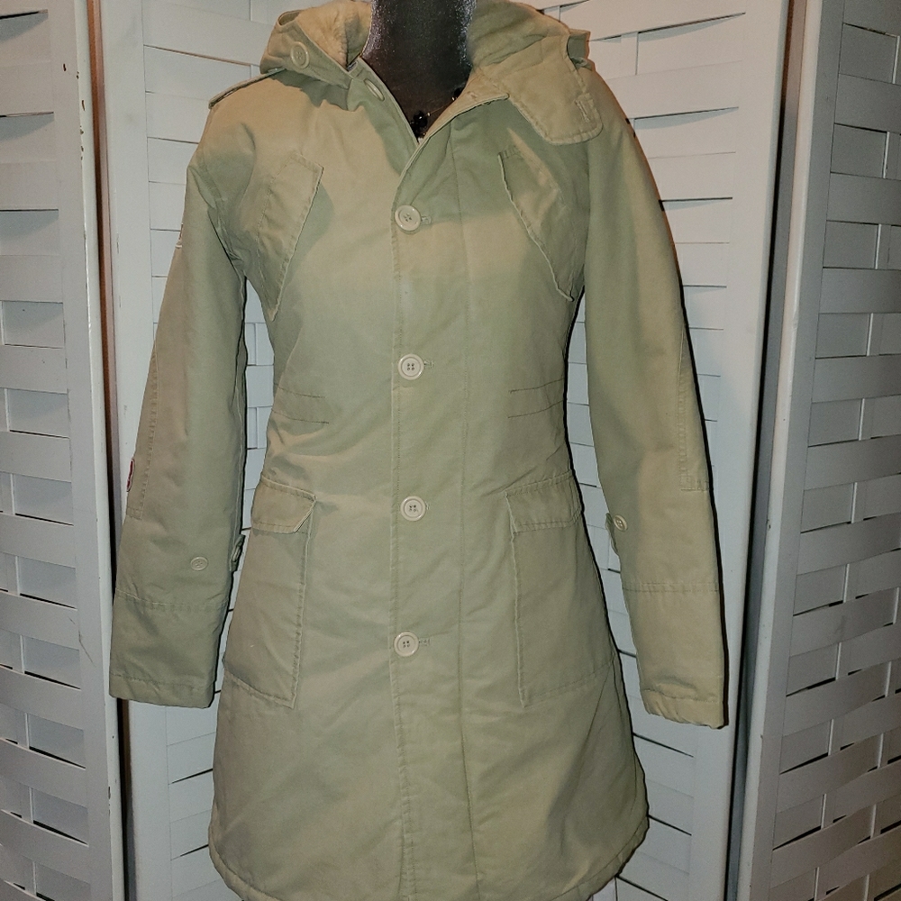 Von Dutch khaki fleece lined winter coat sz small